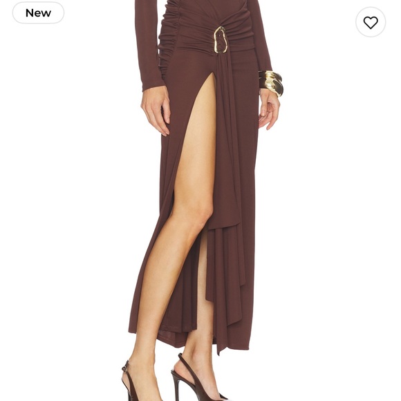 Camila Coelho Nia Maxi Skirt in Chocolate Brown - Picture 2 of 8